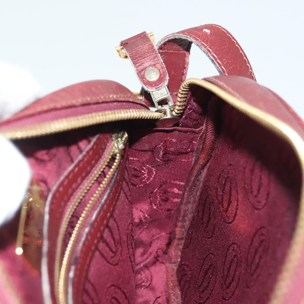 CARTIER Must Line Shoulder Bag Leather Bordeaux Gold Auth bs28999