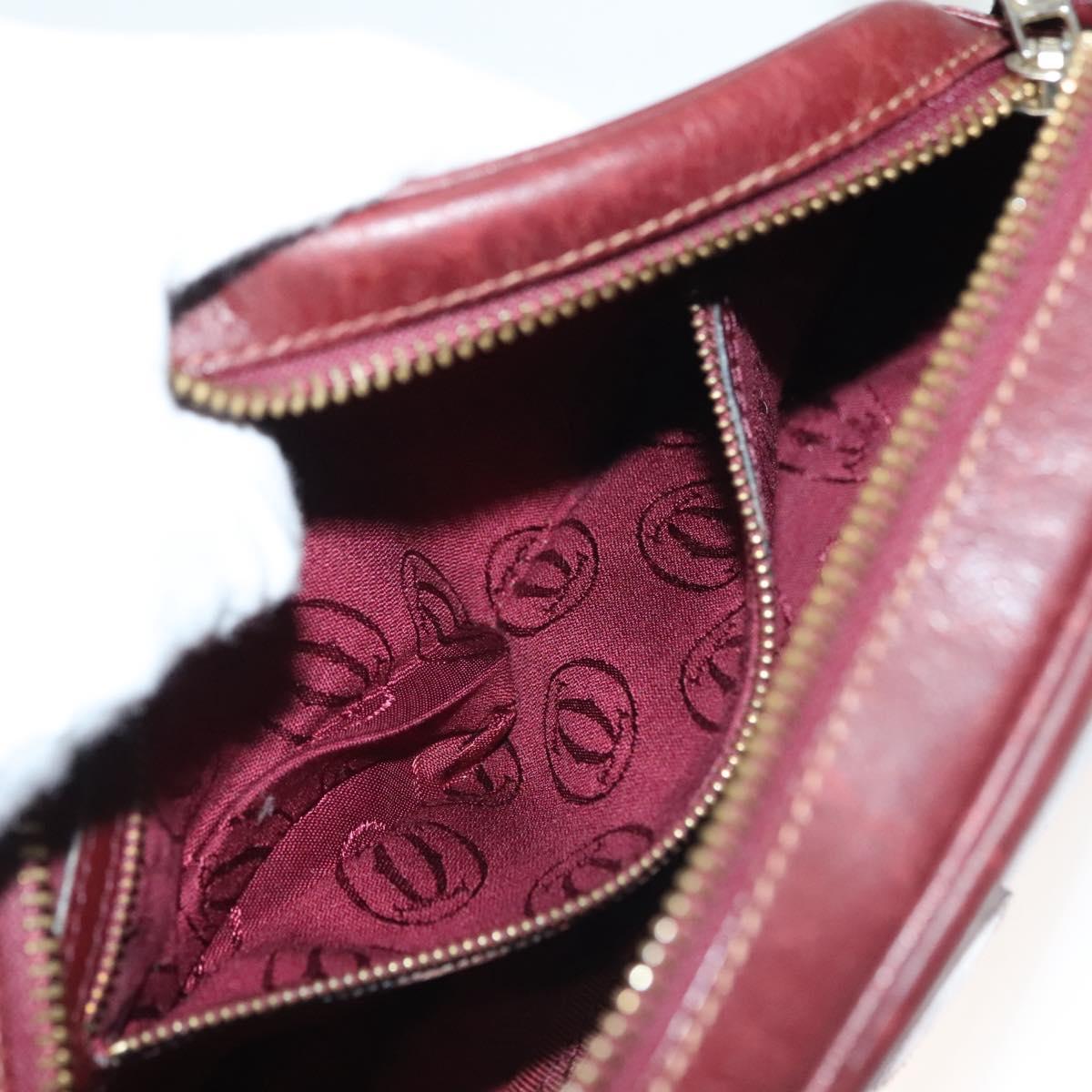 CARTIER Must Line Shoulder Bag Leather Bordeaux Gold Auth bs28999