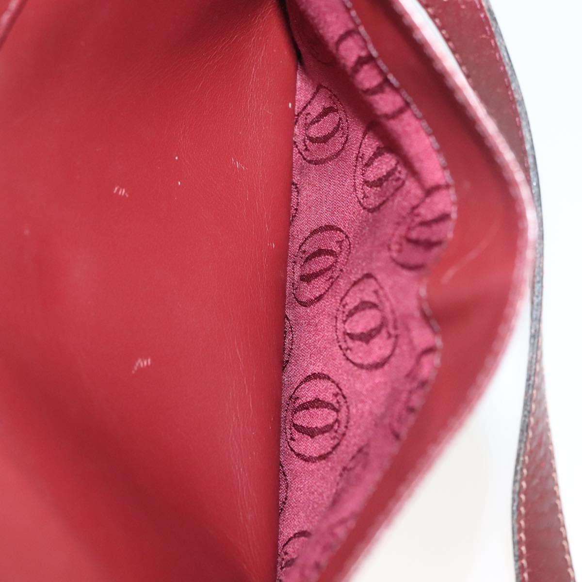 CARTIER Must Line Shoulder Bag Leather Bordeaux Gold Auth bs28999