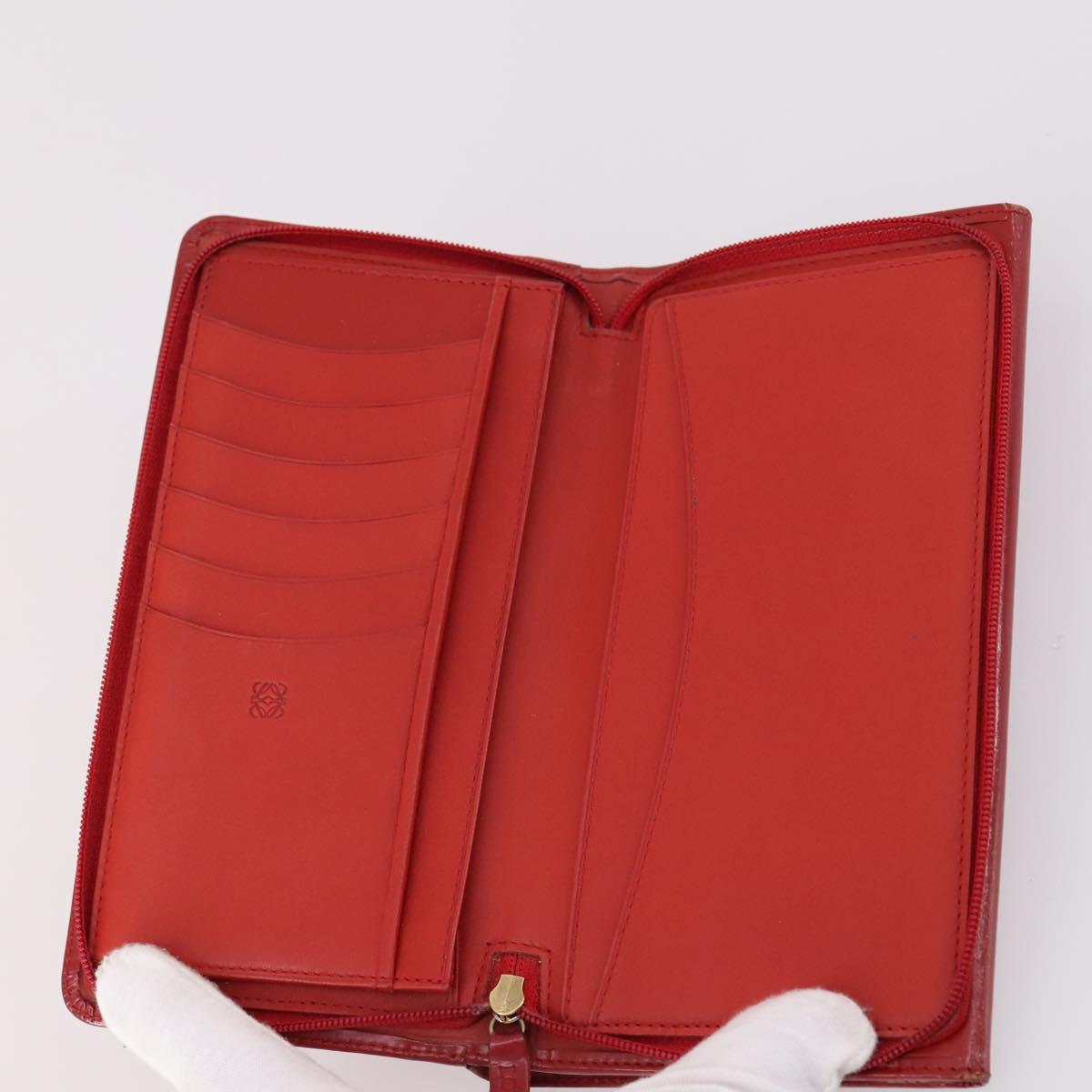 LOEWE Wallet Leather 4Set Beige Red black Auth bs29011