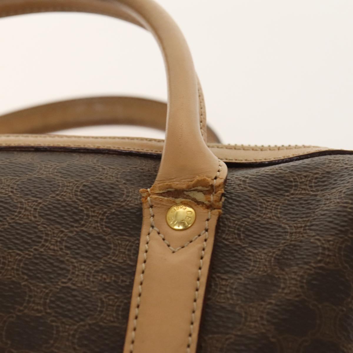 CELINE Macadam Canvas Hand Bag PVC 3Set Beige Brown gold Auth bs29016