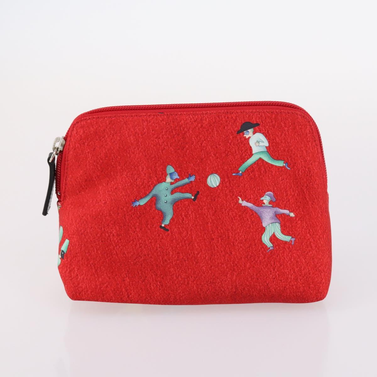 BVLGARI Pouch Nylon 2Set Red Green Auth bs29017