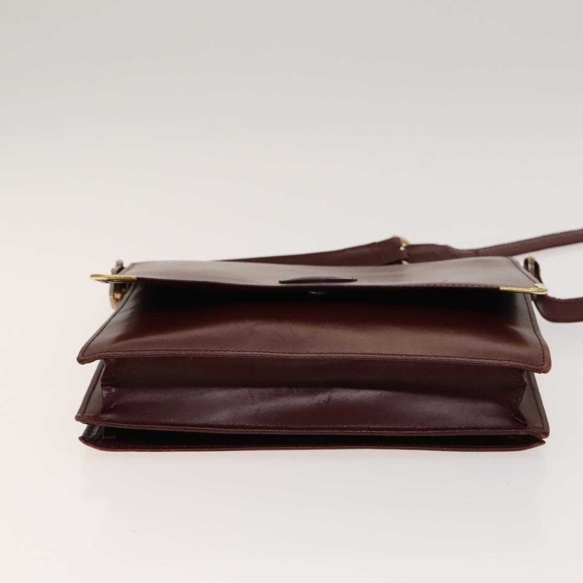 CARTIER Must Line Shoulder Bag Leather 3Set Bordeaux Gold Auth bs29019