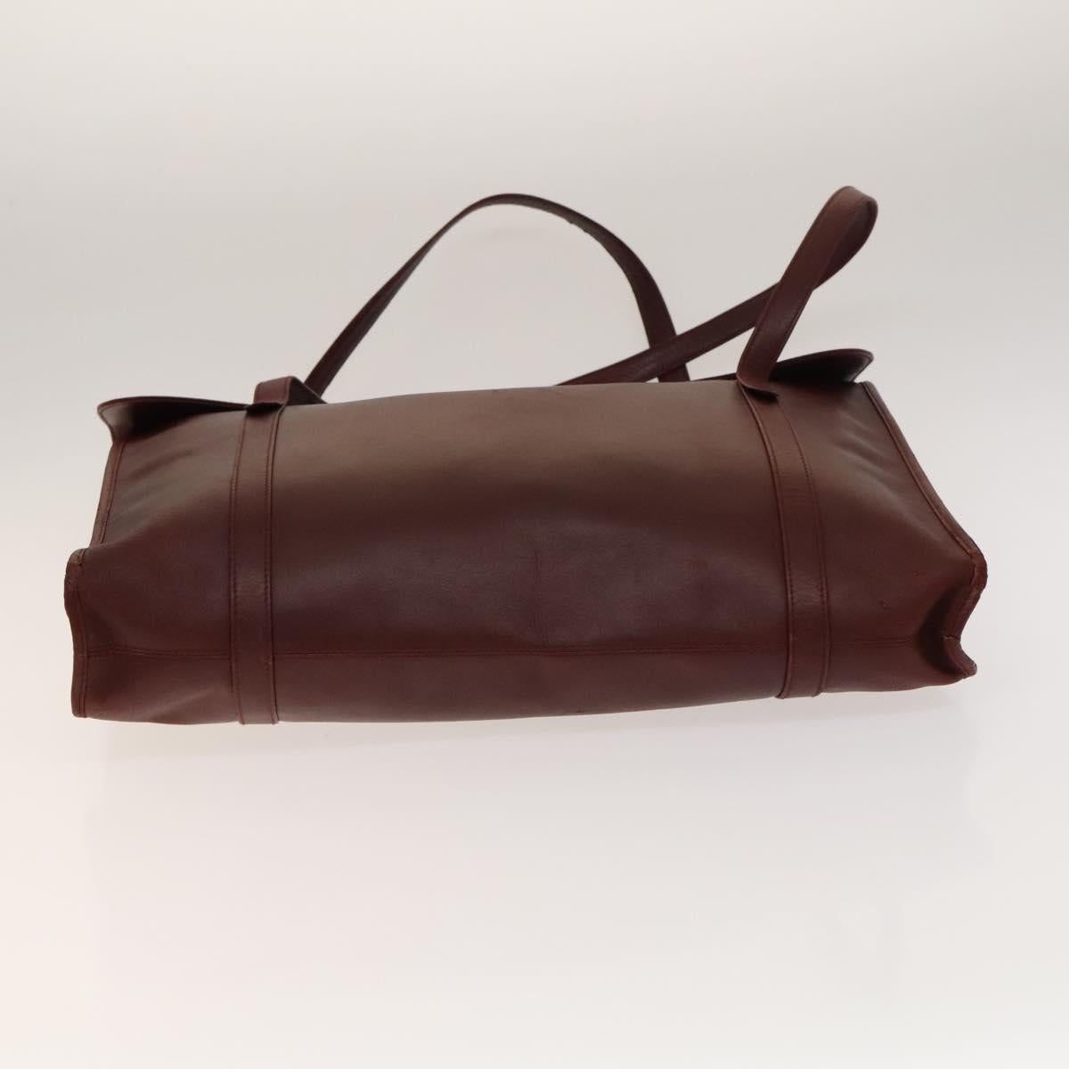 CARTIER Must Line Shoulder Bag Leather 3Set Bordeaux Gold Auth bs29019