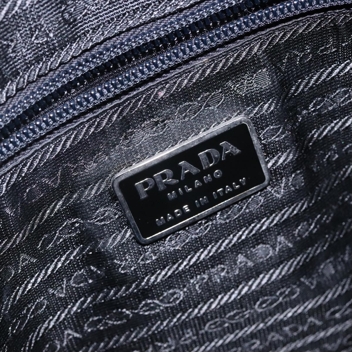 PRADA Hand Bag Leather Black Silver Auth bs29047