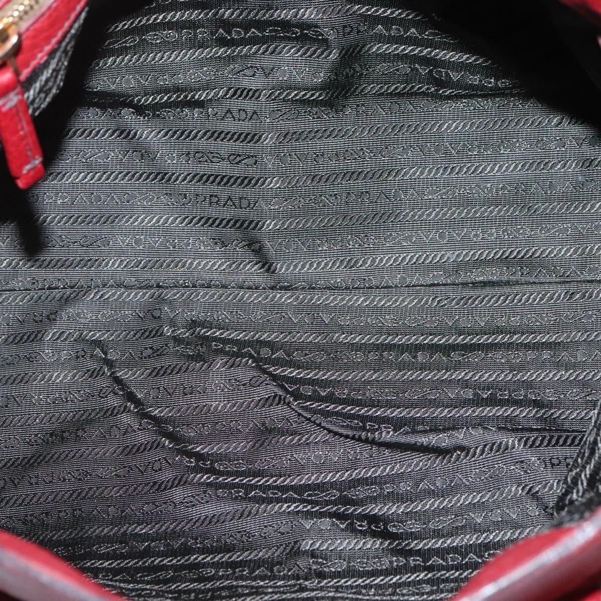 PRADA Tote Bag Leather Red Gold Auth bs29048