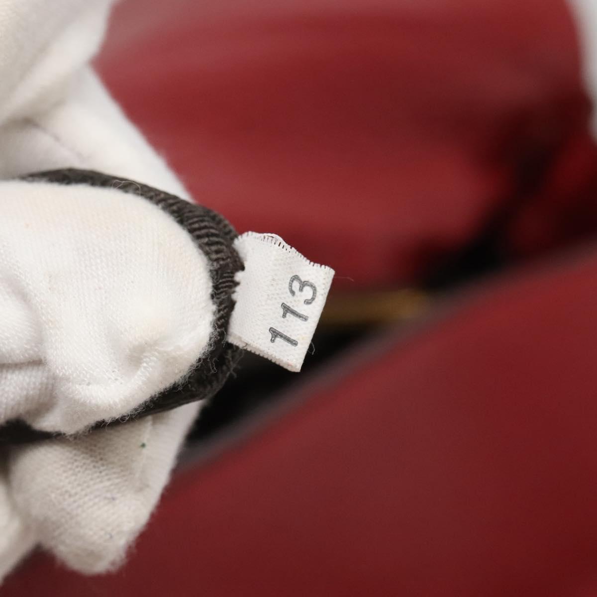 PRADA Tote Bag Leather Red Gold Auth bs29048