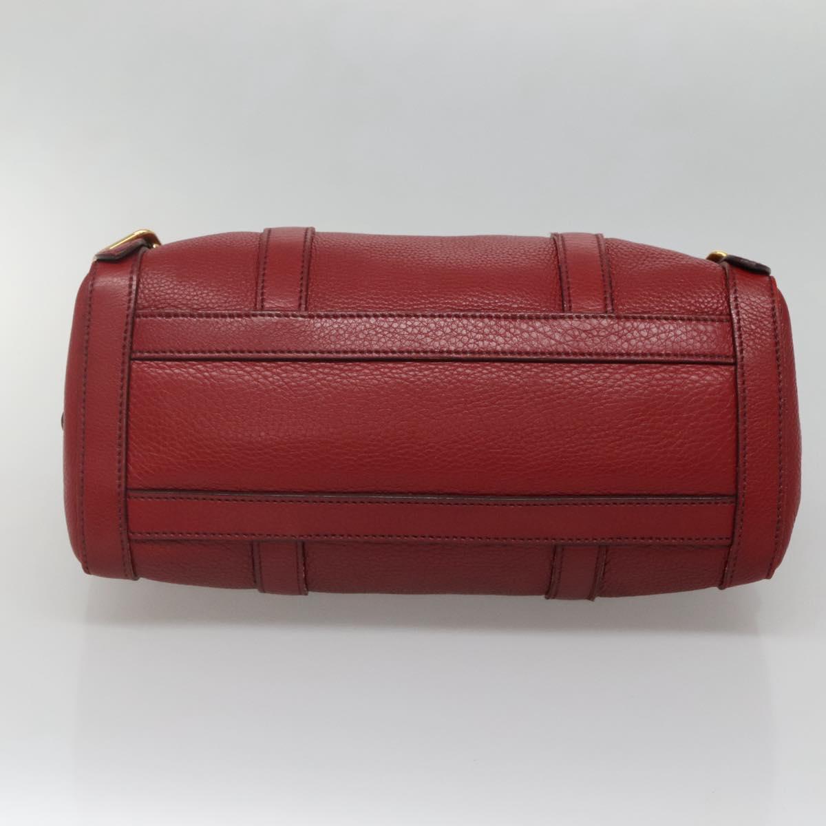 PRADA Tote Bag Leather Red Gold Auth bs29048