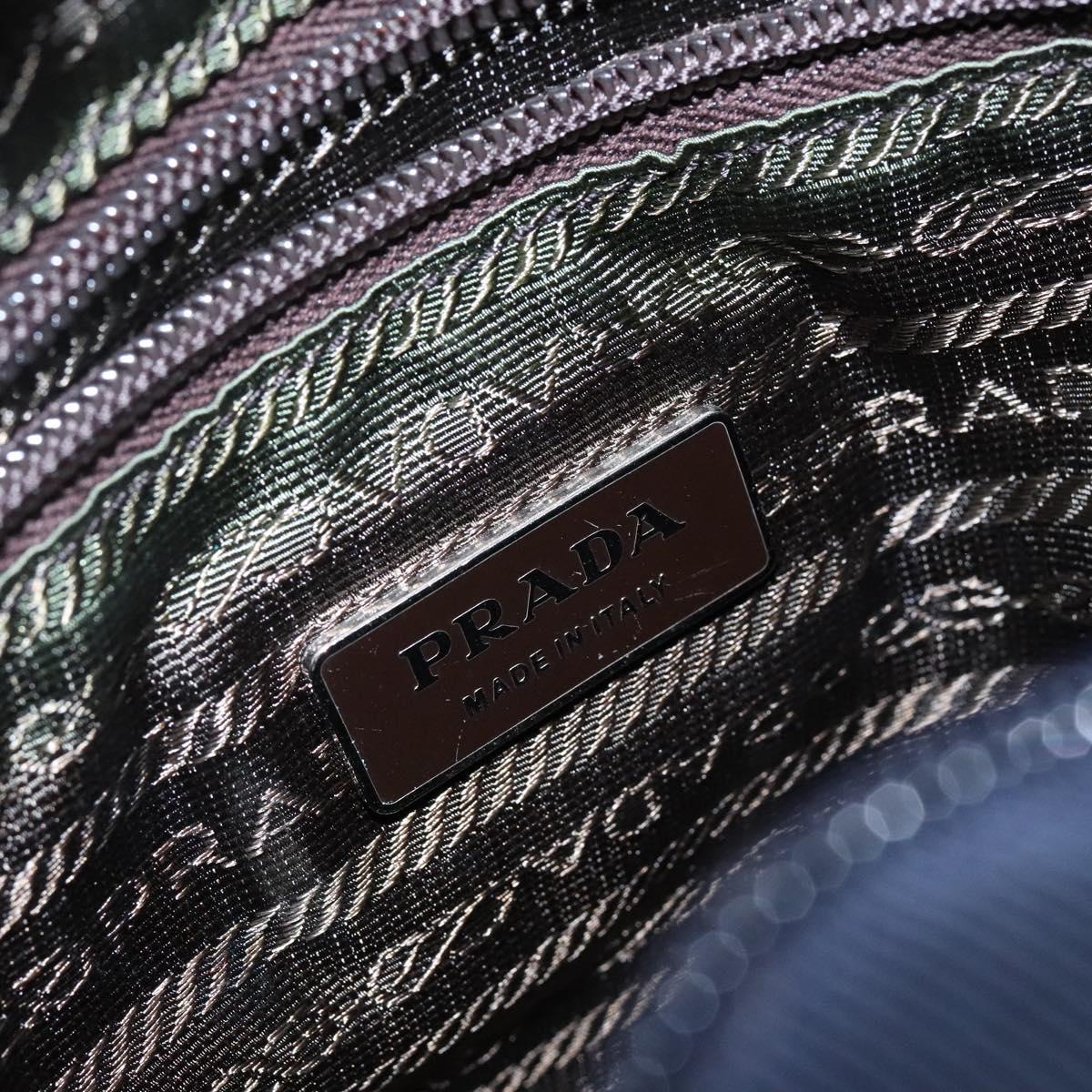 PRADA Hand Bag Tweed Beige Silver Auth bs29049