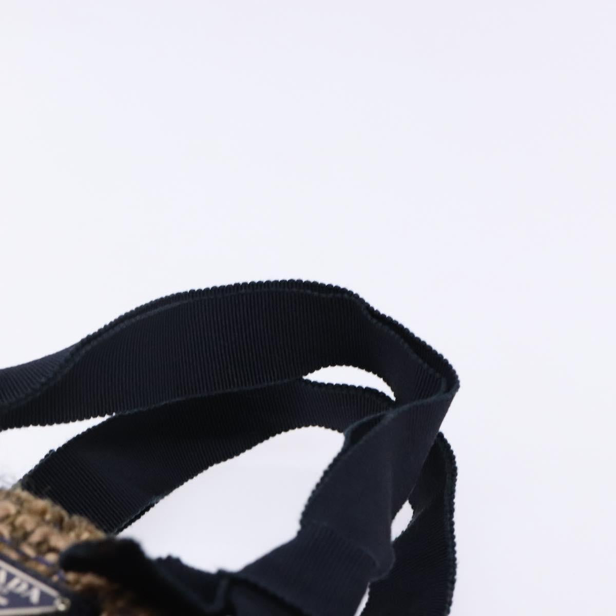 PRADA Hand Bag Tweed Beige Silver Auth bs29049