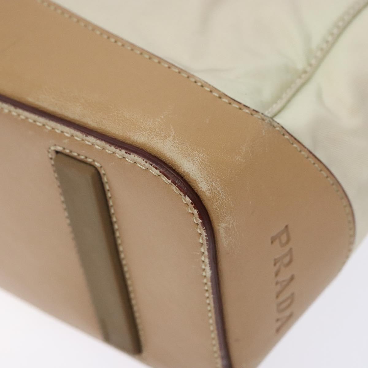 PRADA Shoulder Bag Nylon Leather Beige Auth bs29050