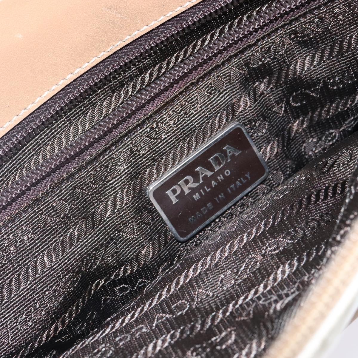 PRADA Shoulder Bag Nylon Leather Beige Auth bs29050