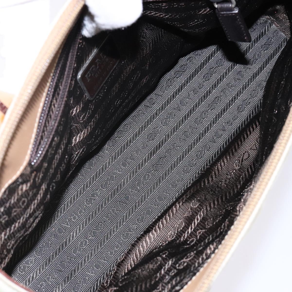 PRADA Shoulder Bag Nylon Leather Beige Auth bs29050