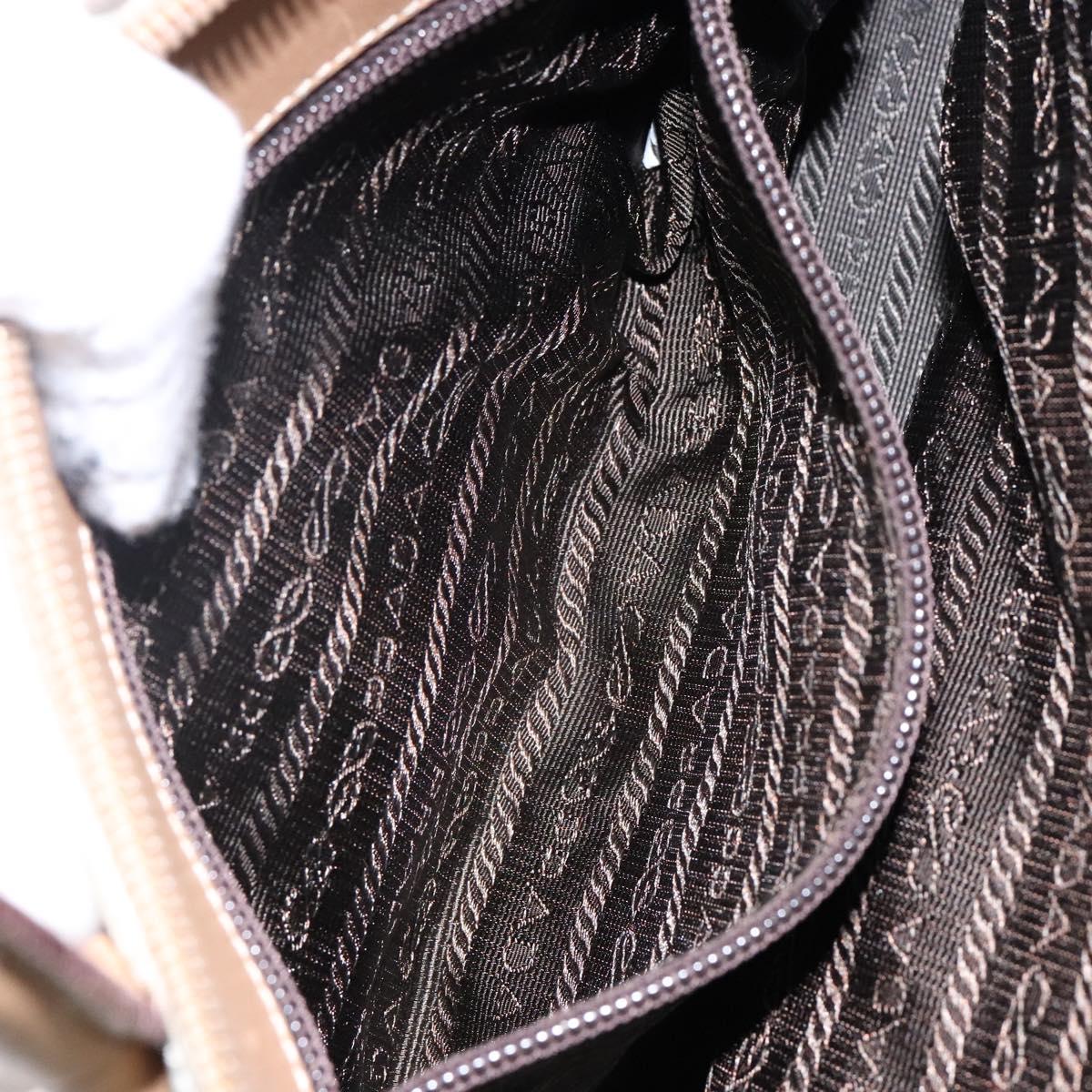 PRADA Shoulder Bag Nylon Leather Beige Auth bs29050