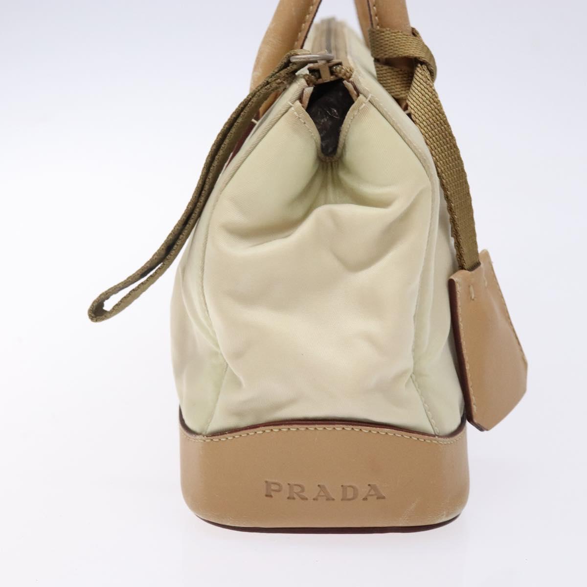 PRADA Shoulder Bag Nylon Leather Beige Auth bs29050