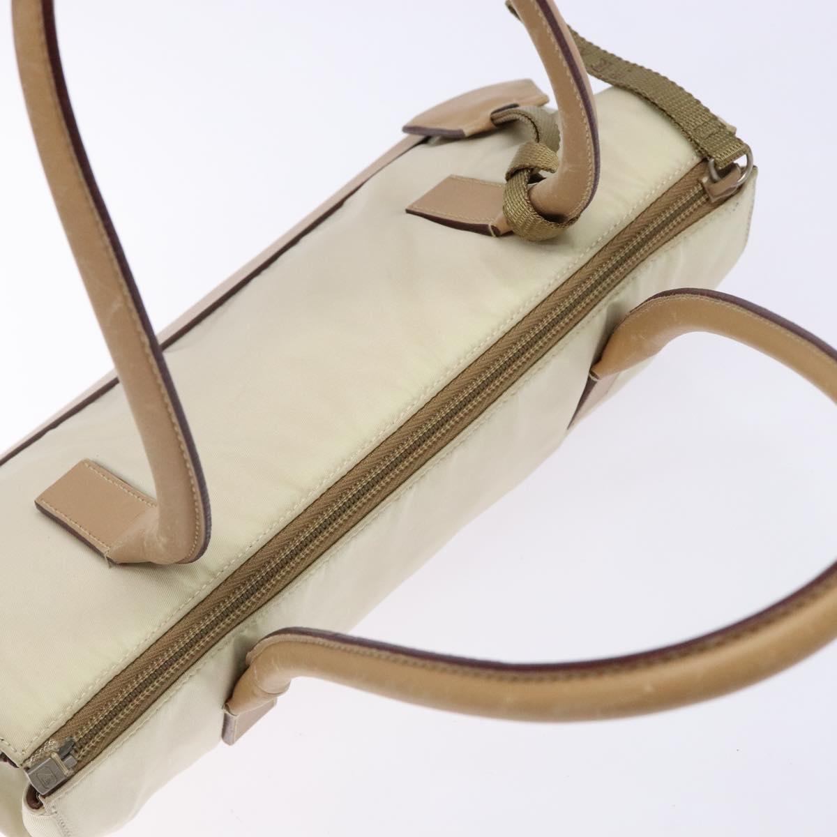 PRADA Shoulder Bag Nylon Leather Beige Auth bs29050