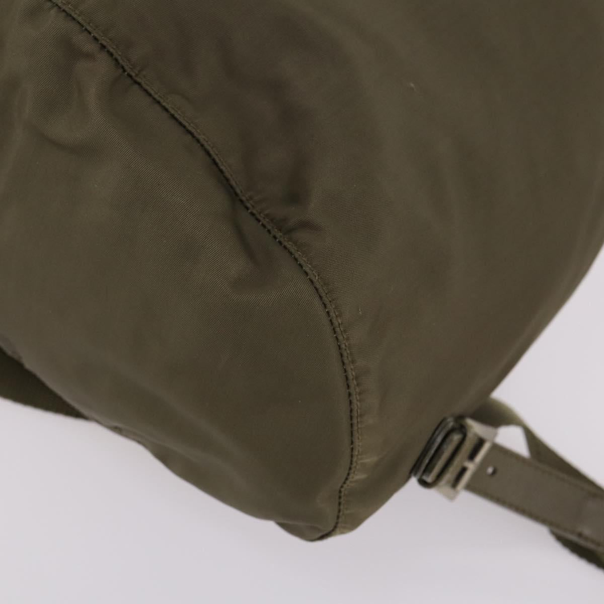 PRADA Backpack Nylon Khaki Silver Auth bs29051