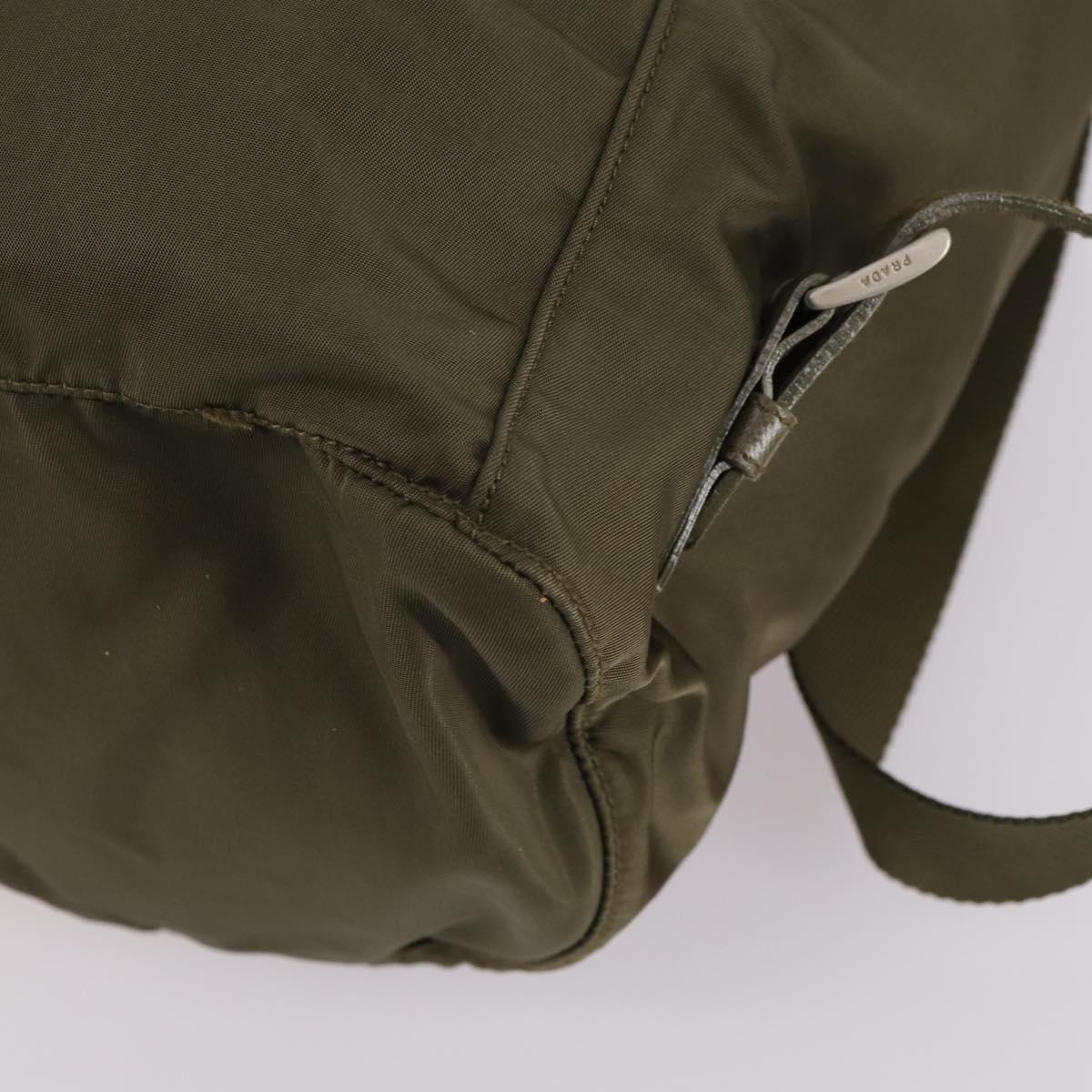 PRADA Backpack Nylon Khaki Silver Auth bs29051