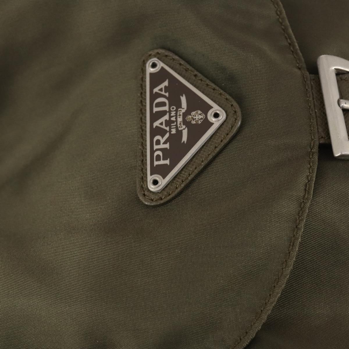 PRADA Backpack Nylon Khaki Silver Auth bs29051
