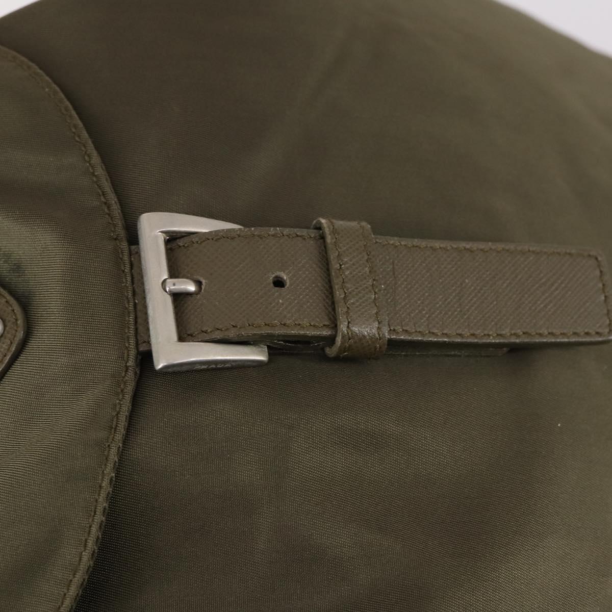 PRADA Backpack Nylon Khaki Silver Auth bs29051