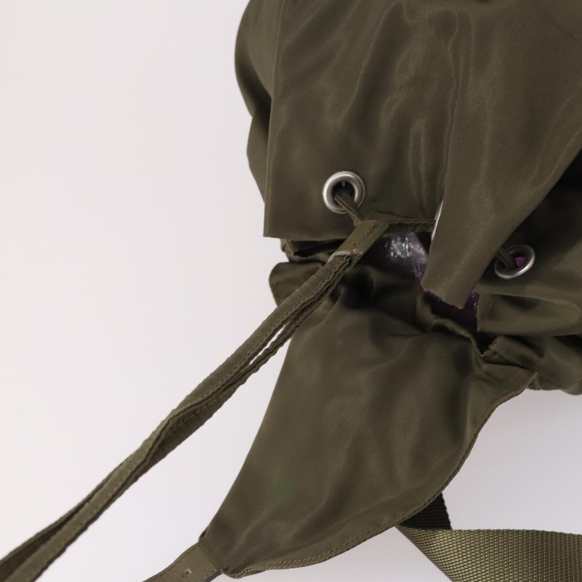 PRADA Backpack Nylon Khaki Silver Auth bs29051