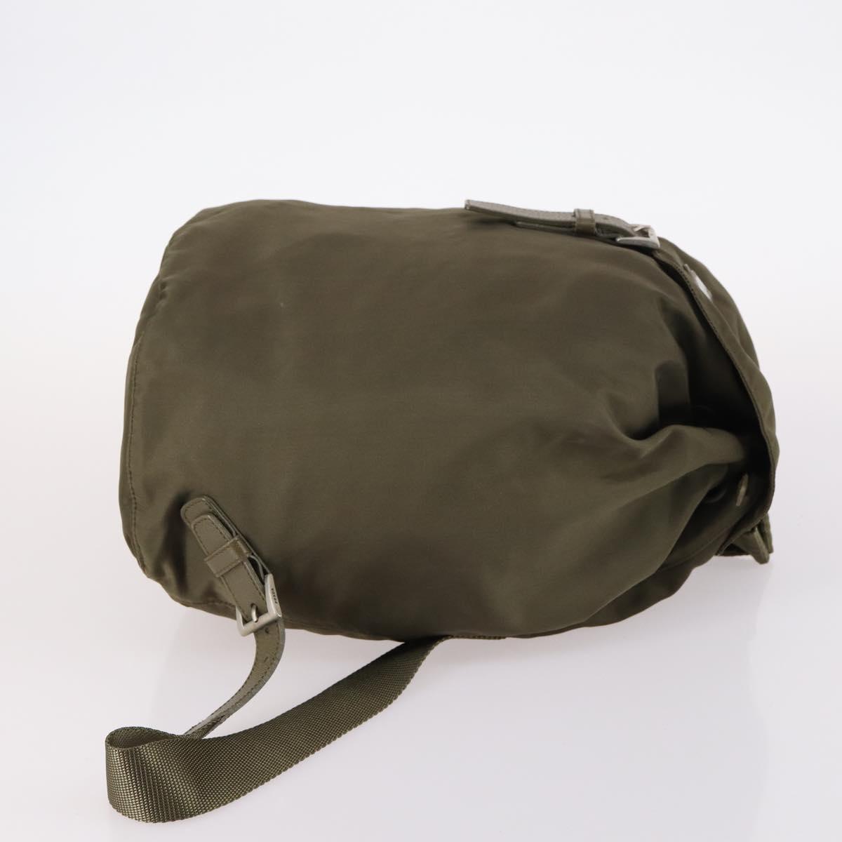 PRADA Backpack Nylon Khaki Silver Auth bs29051