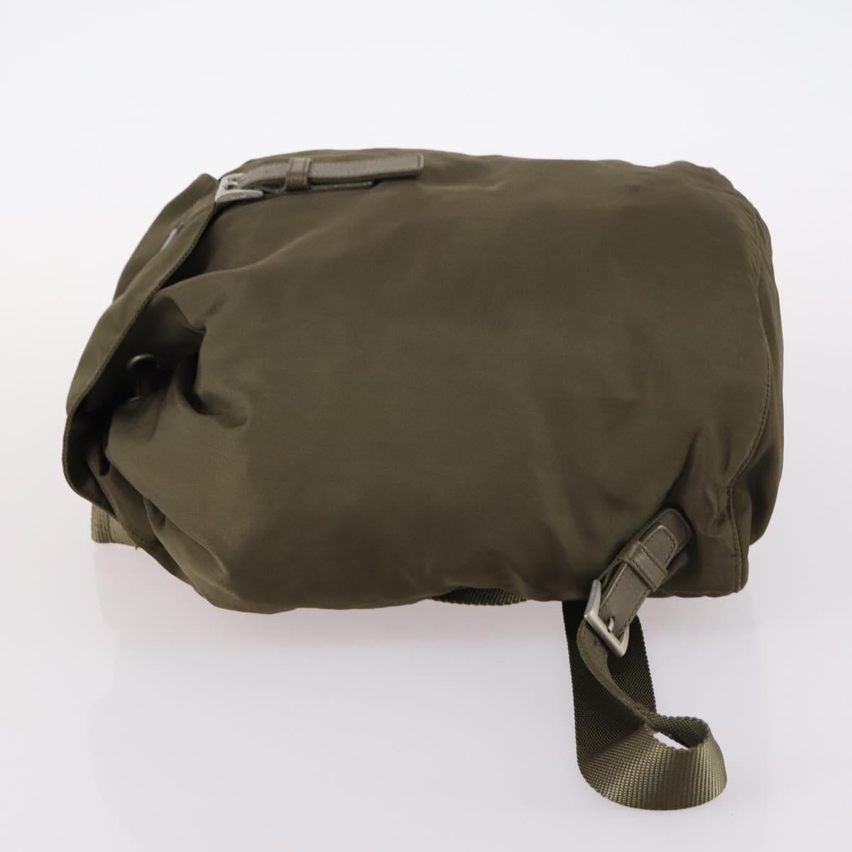 PRADA Backpack Nylon Khaki Silver Auth bs29051