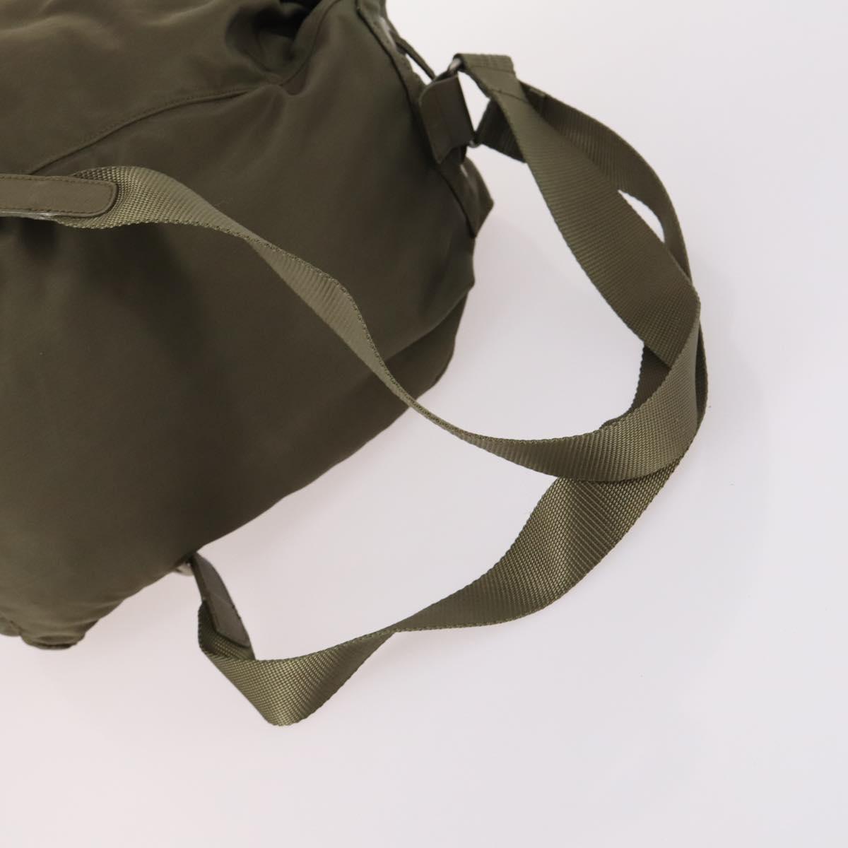 PRADA Backpack Nylon Khaki Silver Auth bs29051