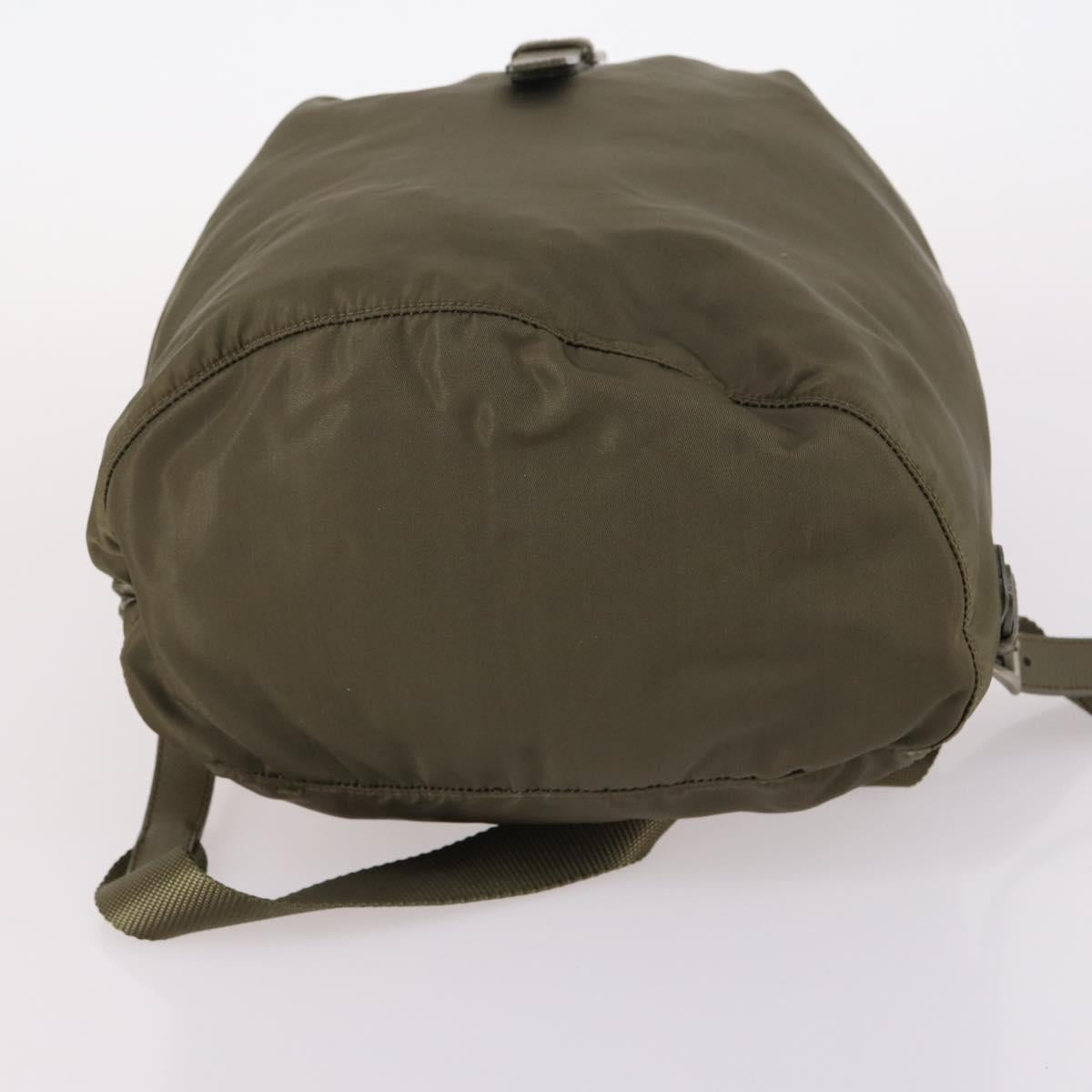 PRADA Backpack Nylon Khaki Silver Auth bs29051