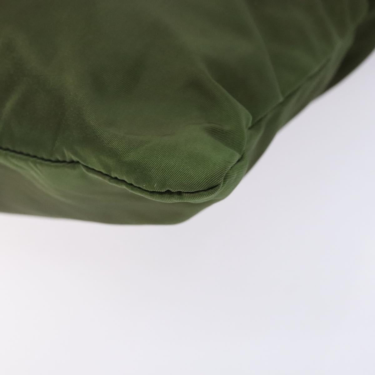 PRADA Tote Bag Nylon Khaki Silver Auth bs29054