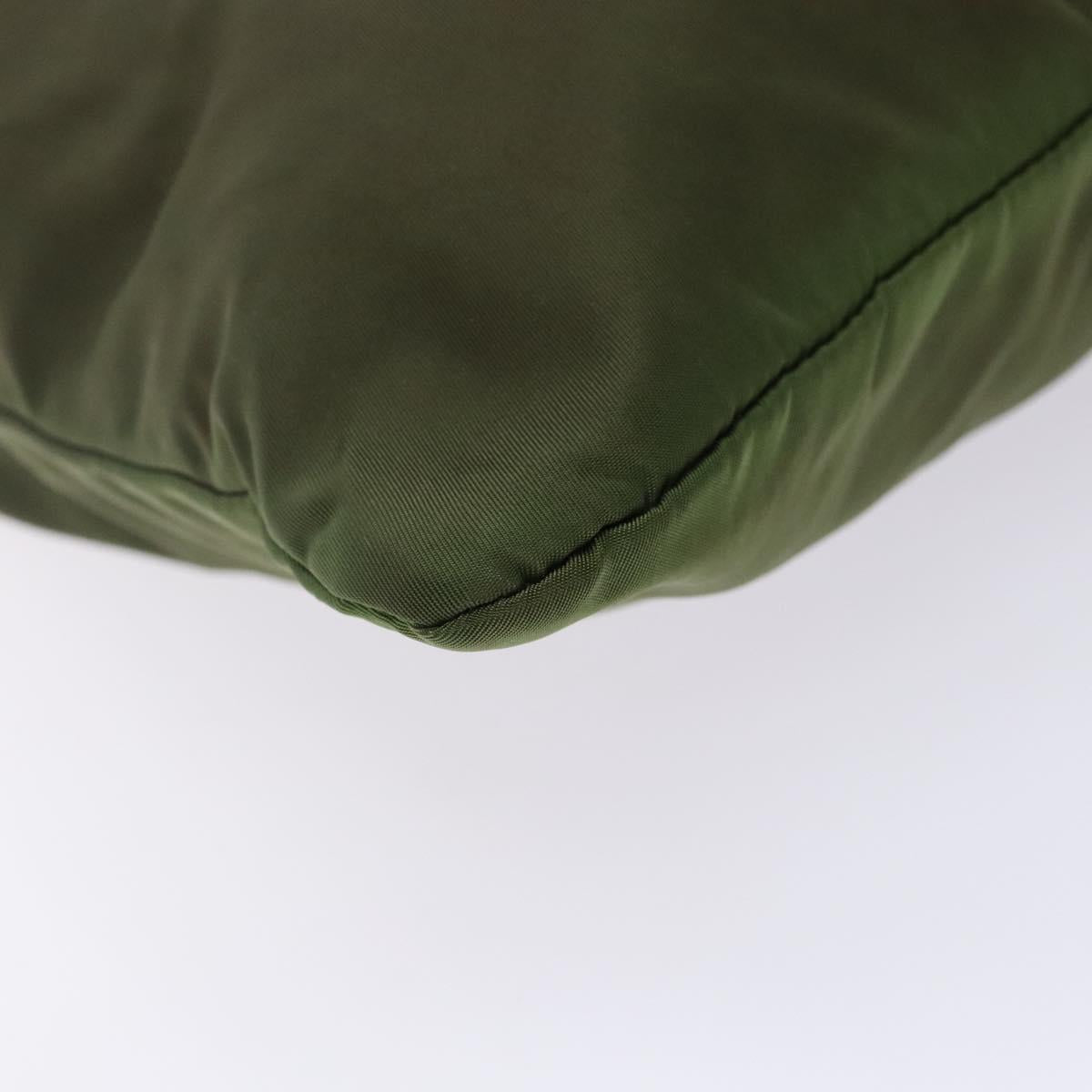 PRADA Tote Bag Nylon Khaki Silver Auth bs29054