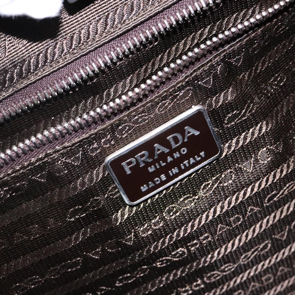 PRADA Tote Bag Nylon Khaki Silver Auth bs29054