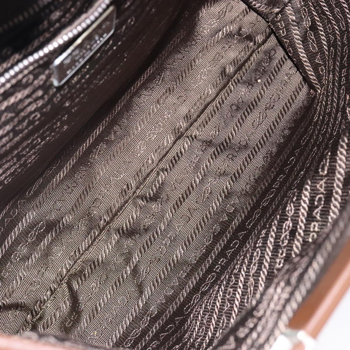 PRADA Tote Bag Nylon Khaki Silver Auth bs29054