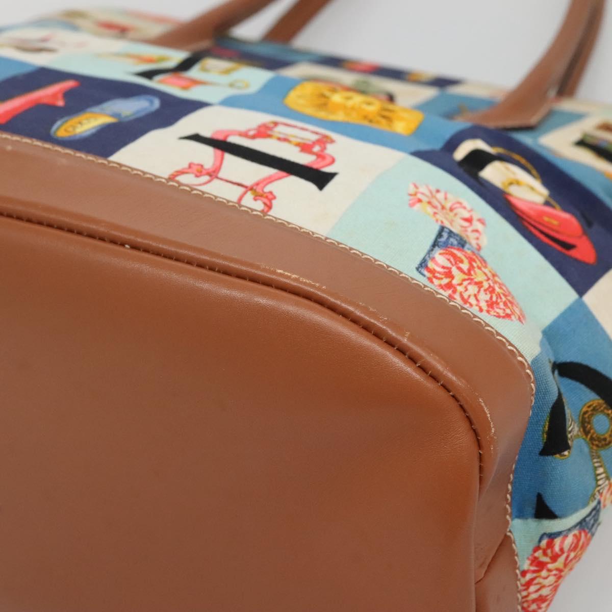 GUCCI Tote Bag Canvas Blue Gold 002 2853 0307 0 Auth bs29059