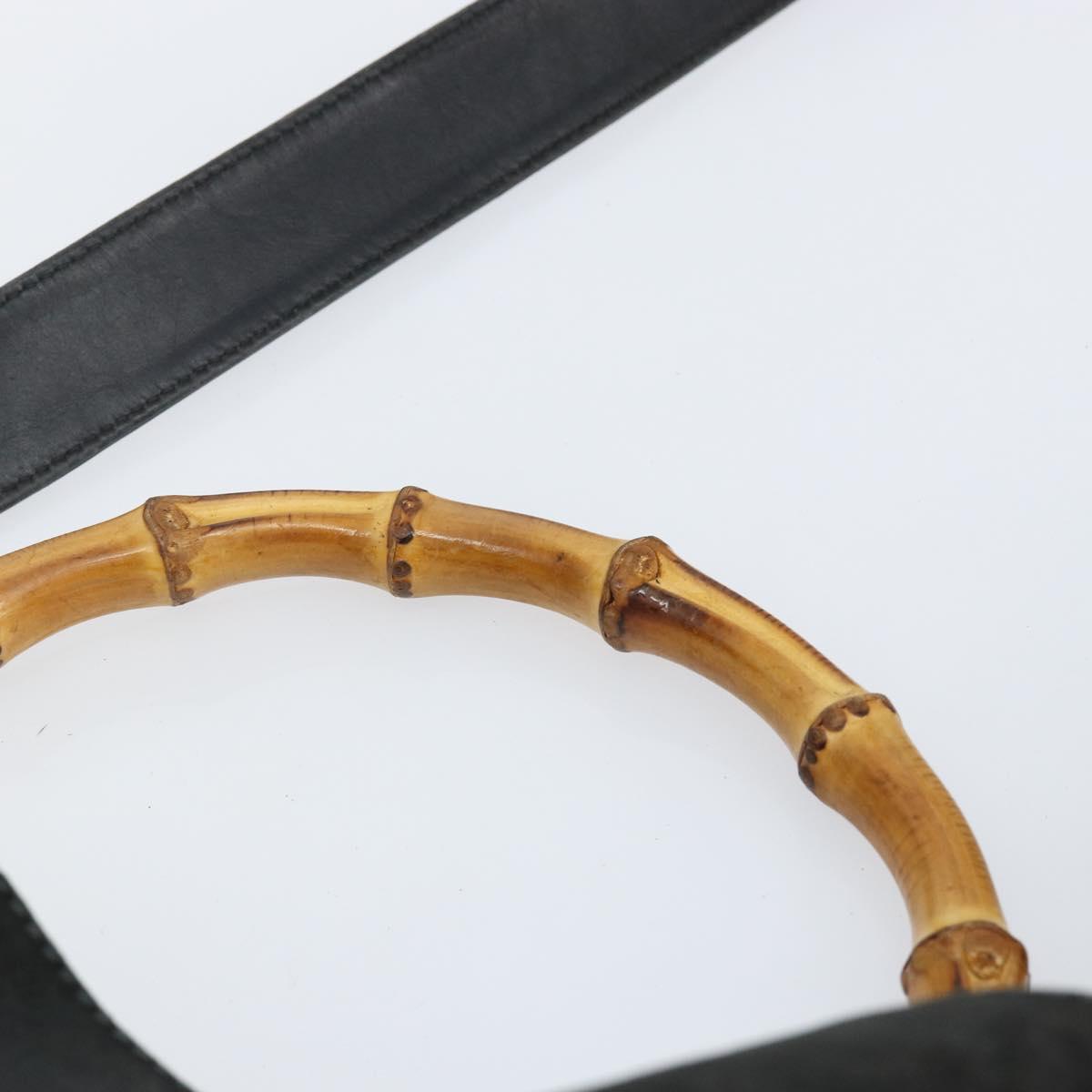 GUCCI Bamboo Tote Bag Suede Leather 2way Black Gold 001 2404 15770 Auth bs29062