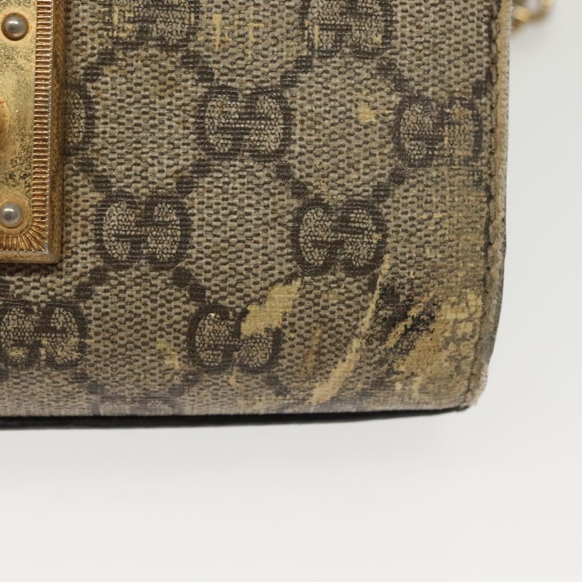 GUCCI GG Supreme Chain Shoulder Bag PVC Beige Gold 409487 Auth bs29070