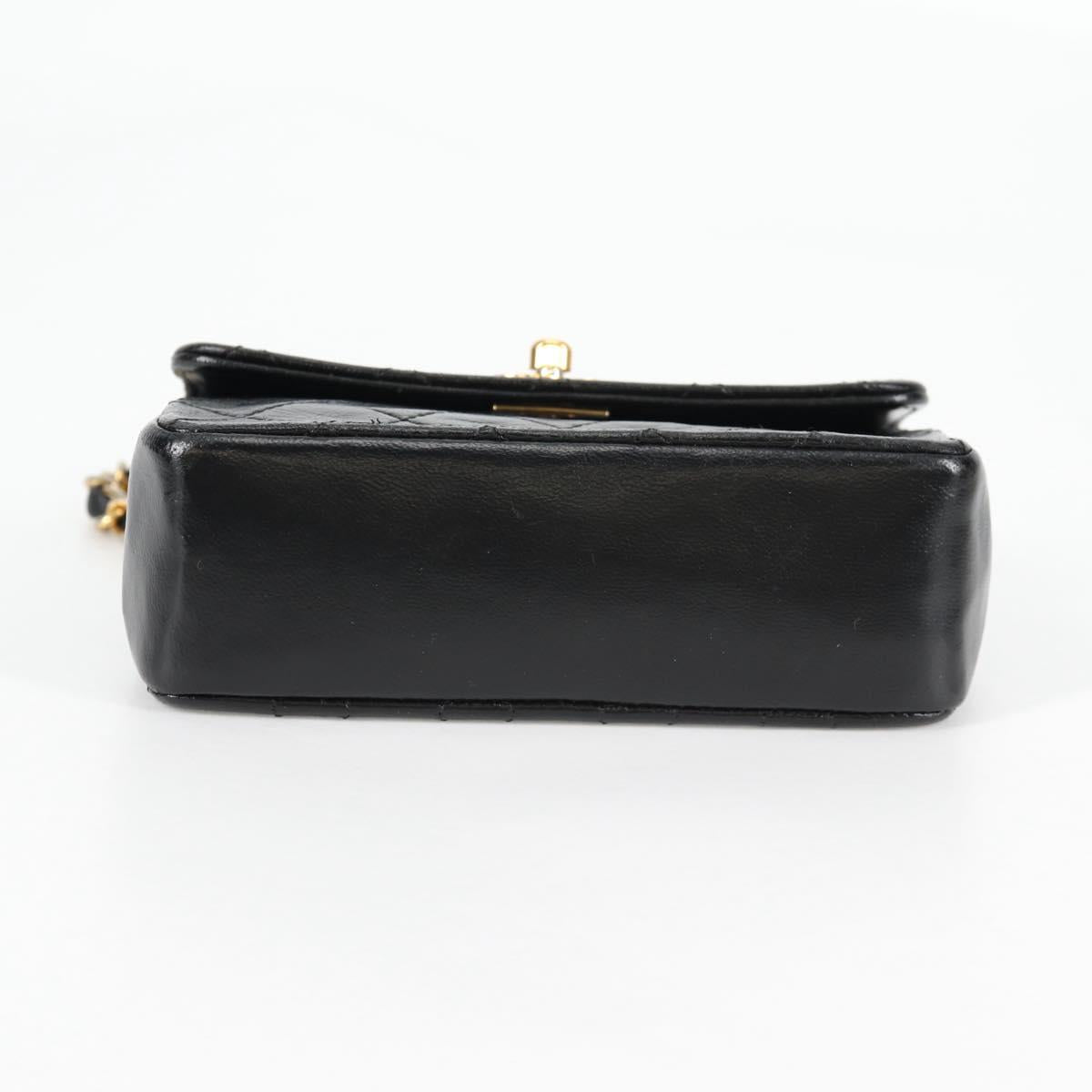 CHANEL Matelasse Chain Shoulder Bag Lamb Skin Black Gold CC Auth bs29080
