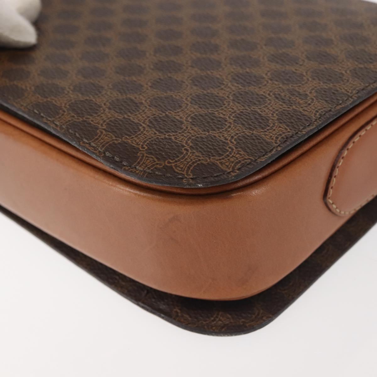 CELINE Macadam Canvas Shoulder Bag PVC Leather Brown Gold Auth bs29090