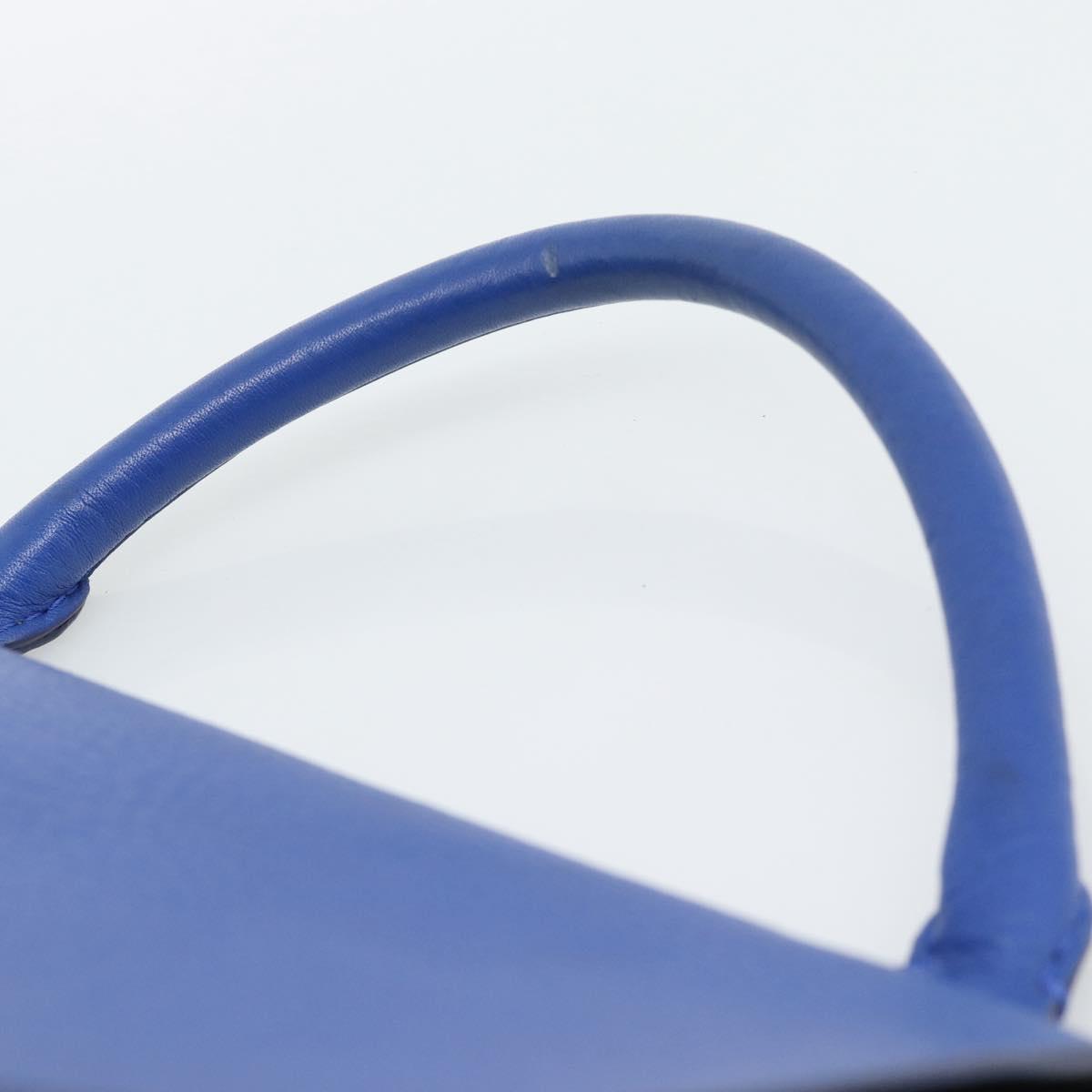 CELINE Trapeze Small Hand Bag Leather 2way Blue Gold Auth bs29092