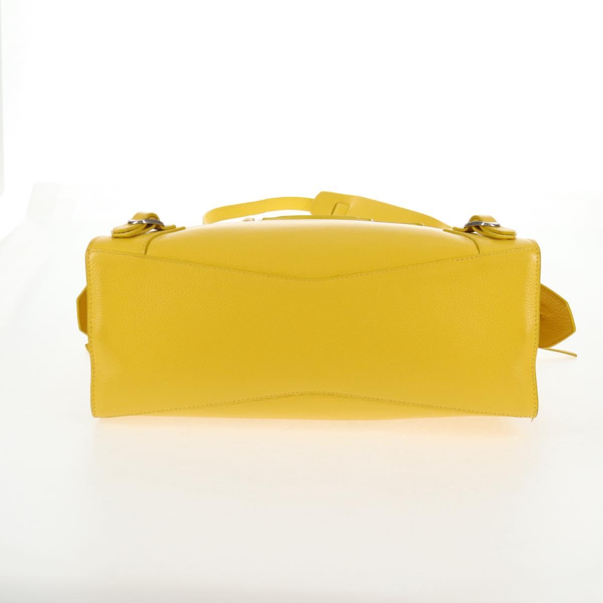 BALENCIAGA Neo Classic City Bag Leather 2way Yellow Silver 638521 Auth bs29099M