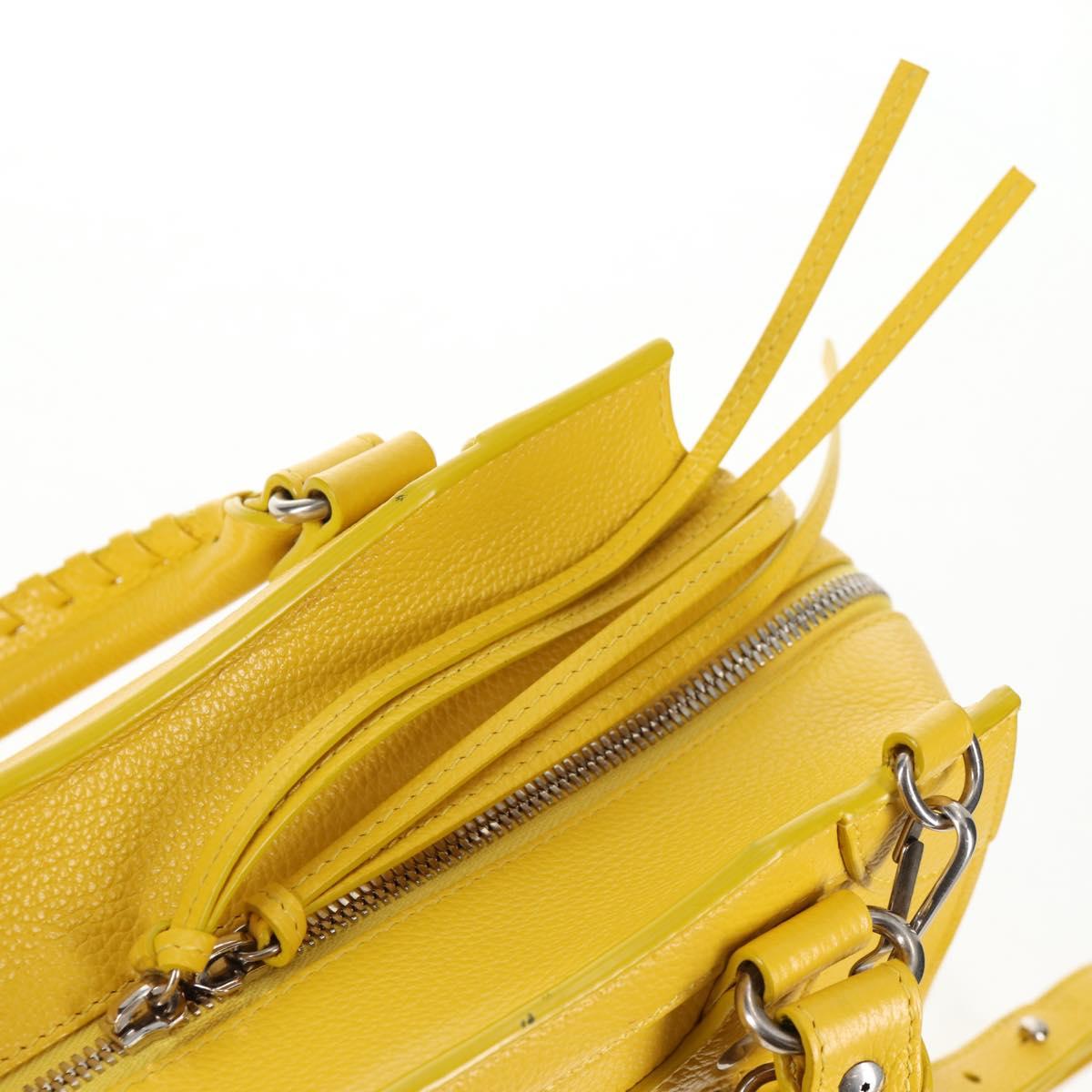 BALENCIAGA Neo Classic City Bag Leather 2way Yellow Silver 638521 Auth bs29099M