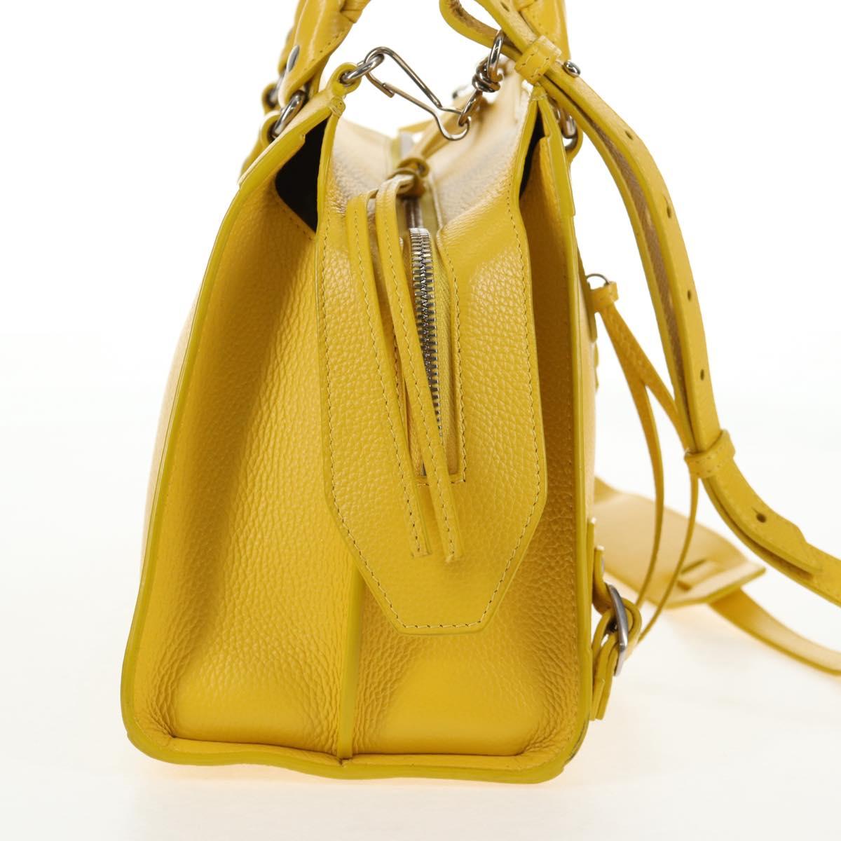 BALENCIAGA Neo Classic City Bag Leather 2way Yellow Silver 638521 Auth bs29099M