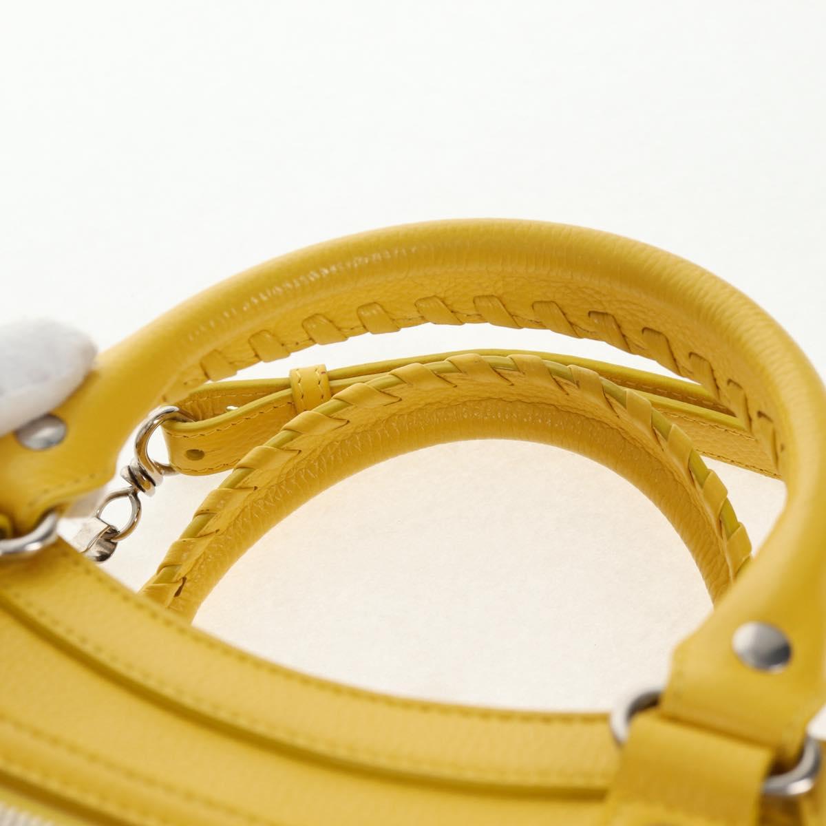 BALENCIAGA Neo Classic City Bag Leather 2way Yellow Silver 638521 Auth bs29099M