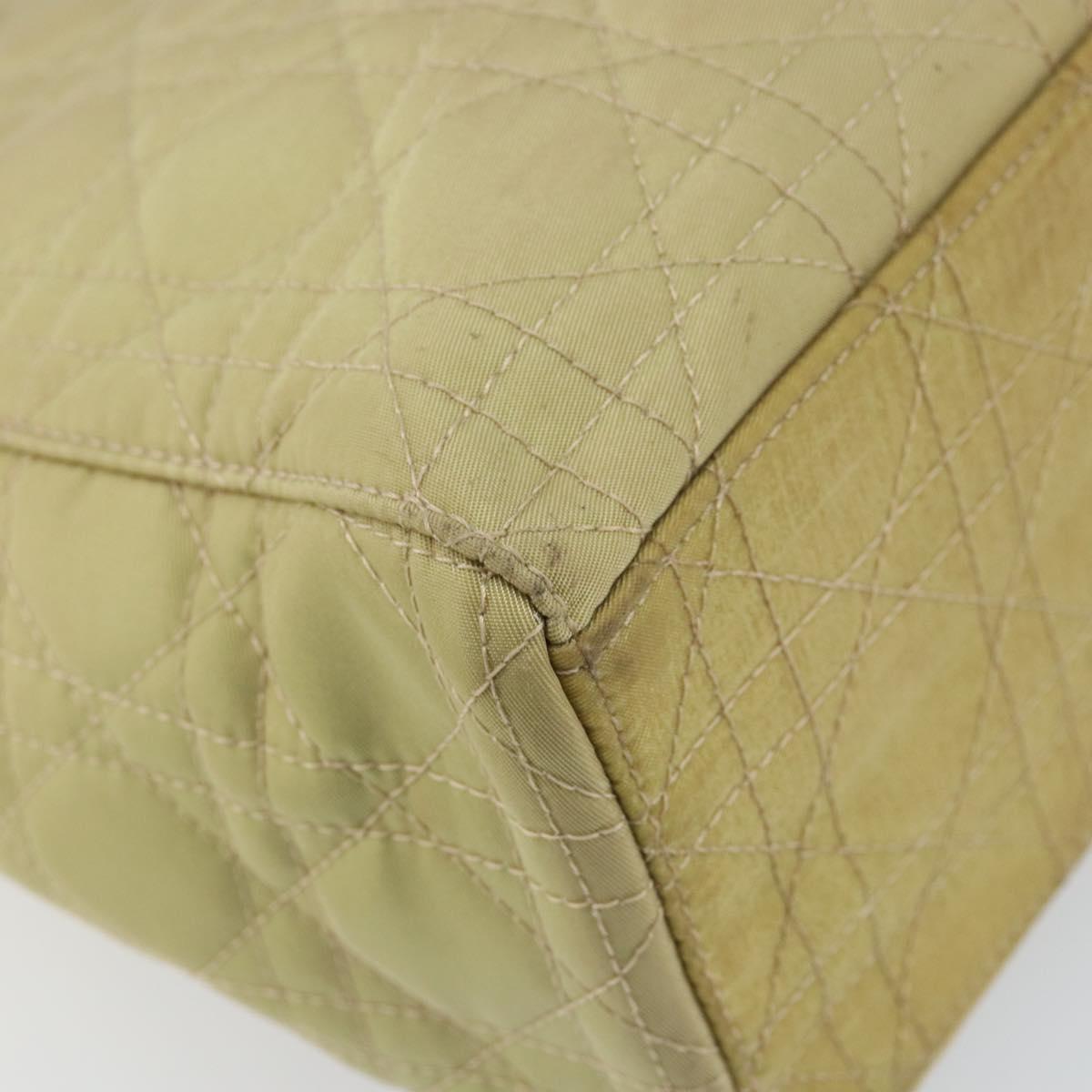 Christian Dior Canage Hand Bag Nylon Beige Silver Auth bs29100