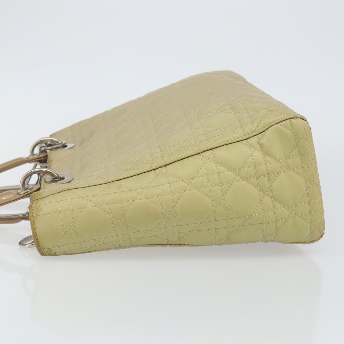 Christian Dior Canage Hand Bag Nylon Beige Silver Auth bs29100
