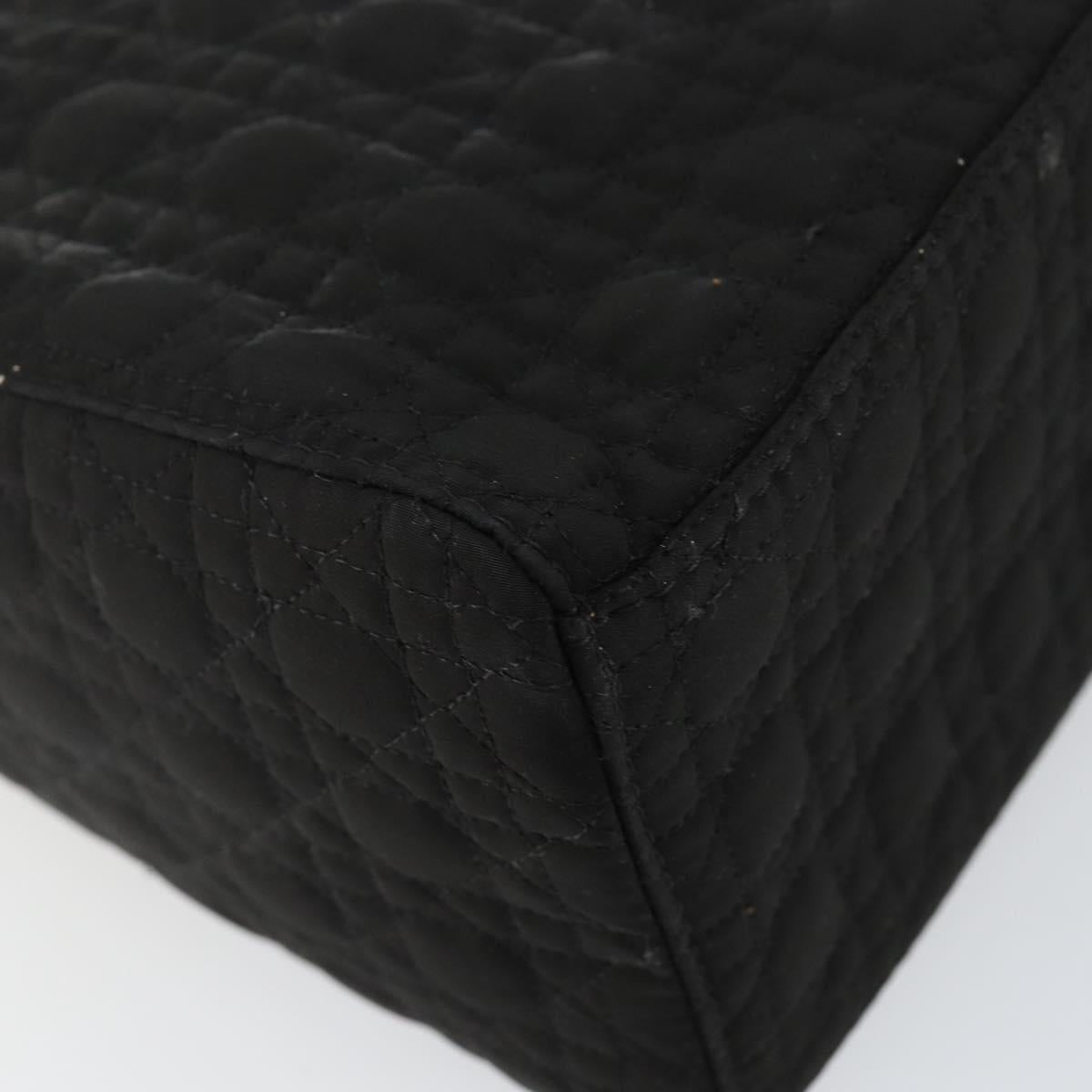 Christian Dior Canage Hand Bag Nylon Black Gold Auth bs29101