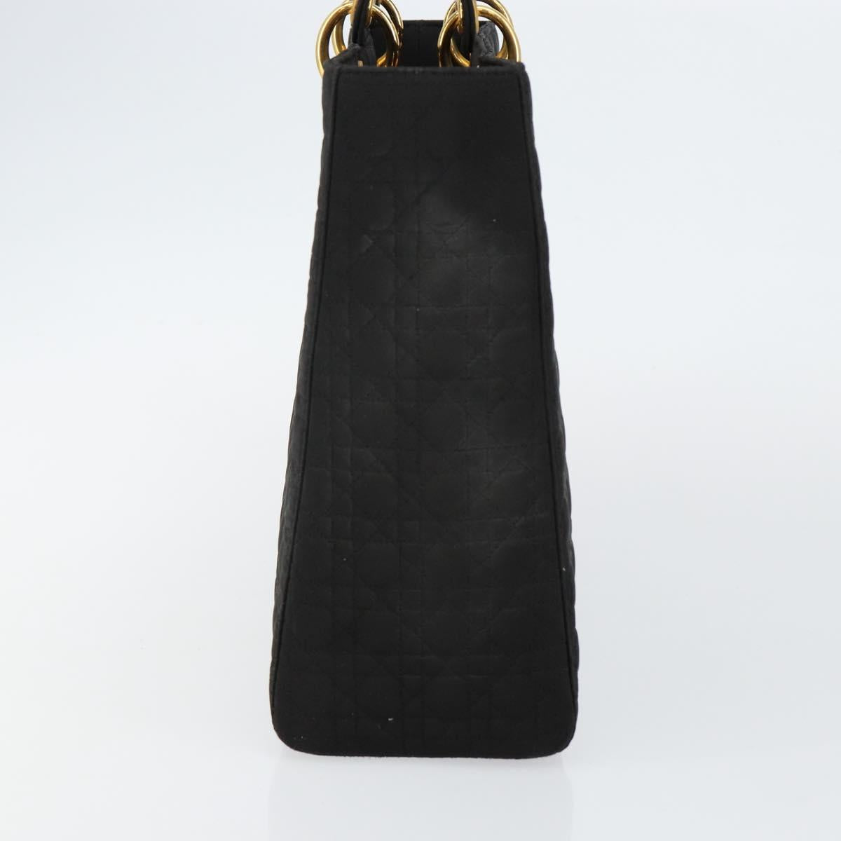 Christian Dior Canage Hand Bag Nylon Black Gold Auth bs29101