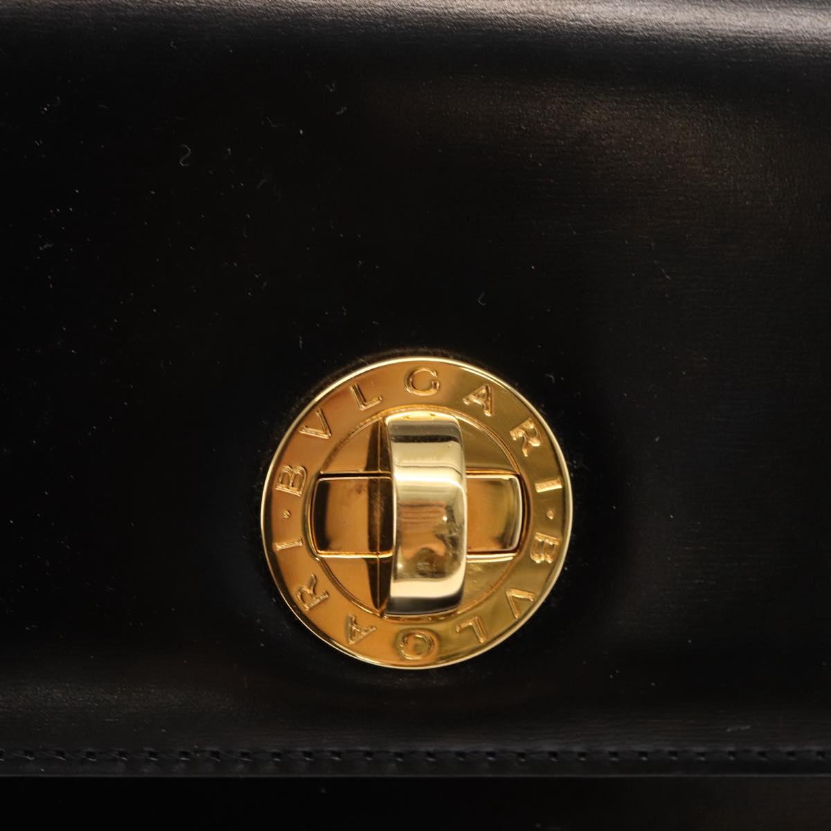 BVLGARI Hand Bag Leather 2way Gold Black Auth bs29102