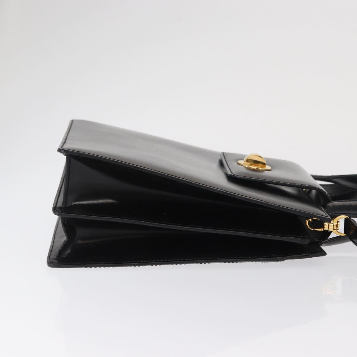 BVLGARI Hand Bag Leather 2way Gold Black Auth bs29102