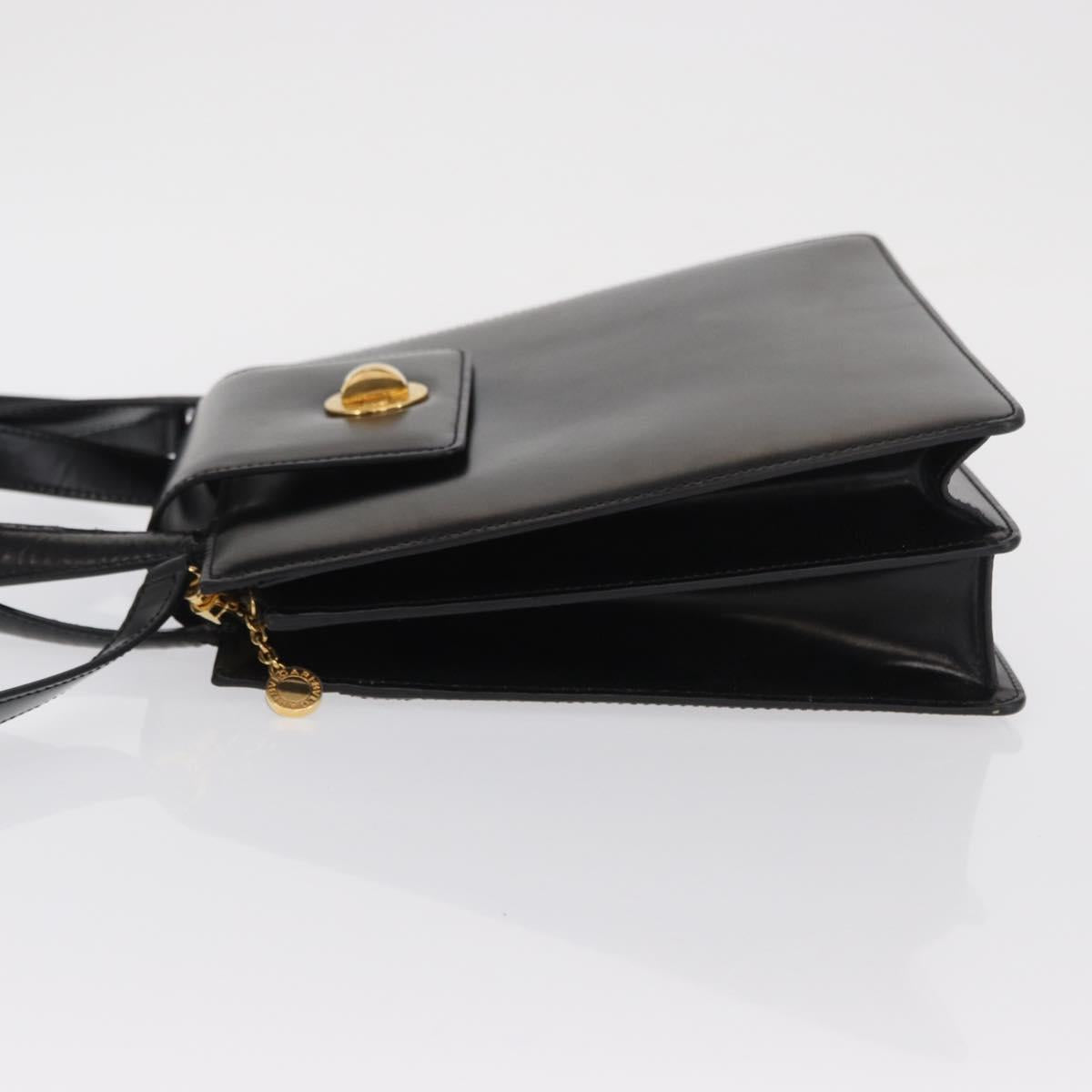 BVLGARI Hand Bag Leather 2way Gold Black Auth bs29102